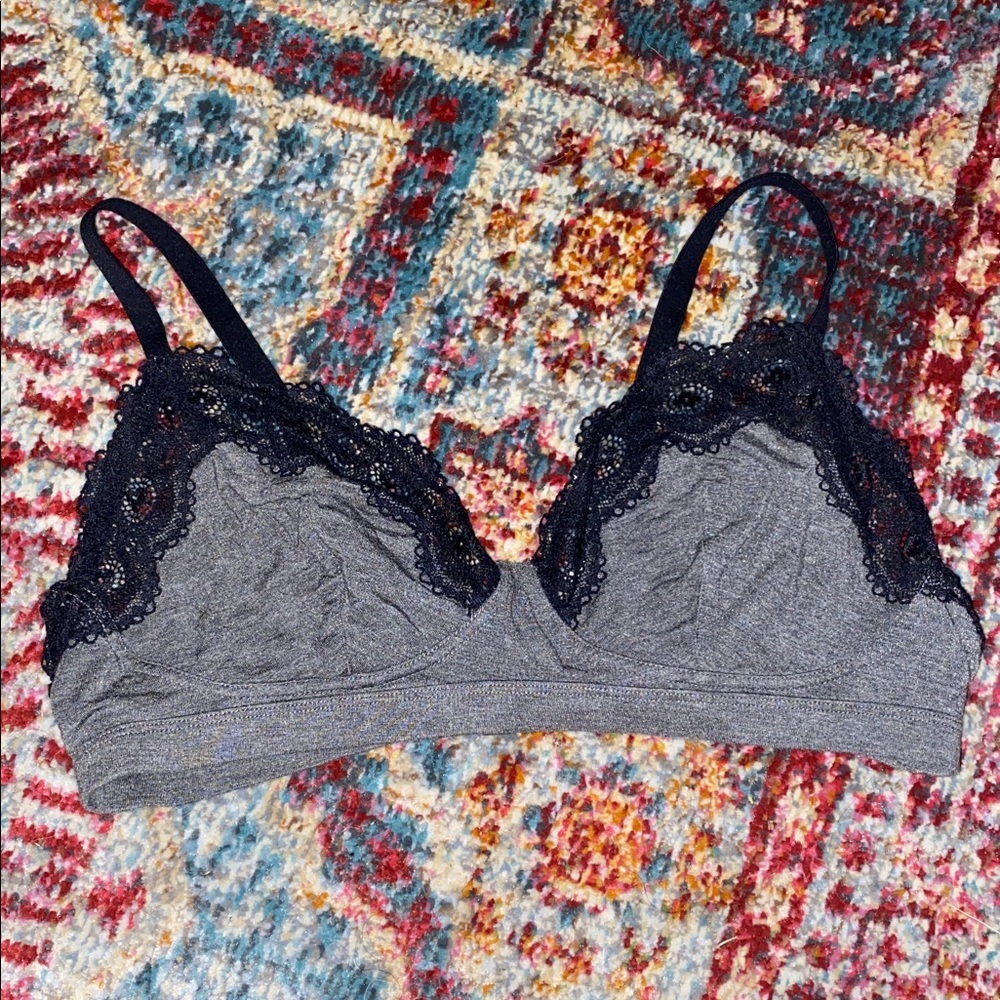 Dark Grey & Black Lace Bralette